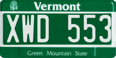 VT license plate XWD553