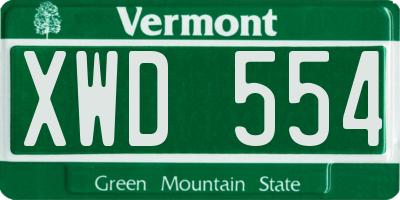 VT license plate XWD554