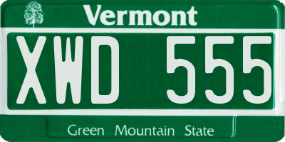 VT license plate XWD555