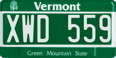 VT license plate XWD559