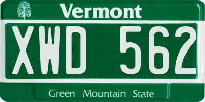 VT license plate XWD562