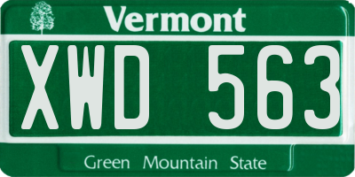 VT license plate XWD563