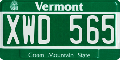 VT license plate XWD565