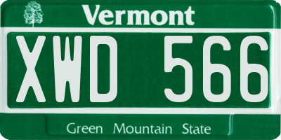 VT license plate XWD566