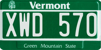 VT license plate XWD570