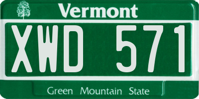 VT license plate XWD571