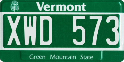 VT license plate XWD573