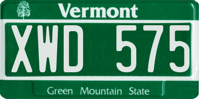 VT license plate XWD575