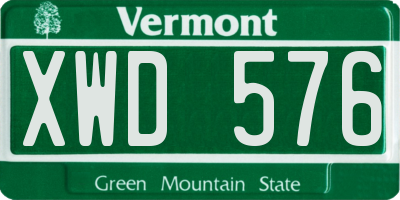 VT license plate XWD576