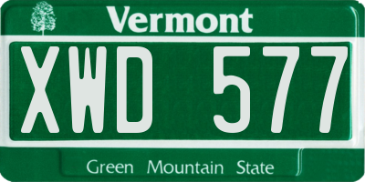 VT license plate XWD577