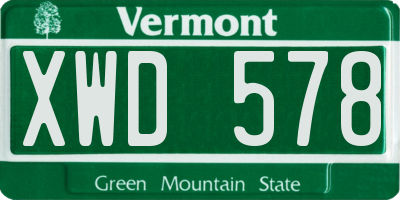 VT license plate XWD578