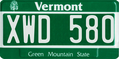 VT license plate XWD580