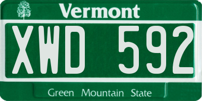 VT license plate XWD592