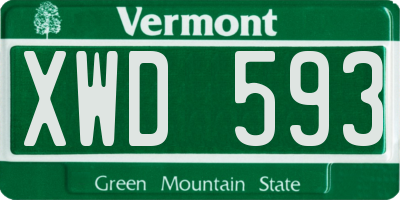 VT license plate XWD593