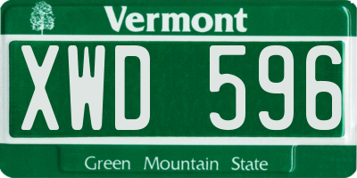 VT license plate XWD596