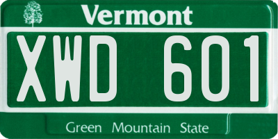 VT license plate XWD601