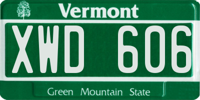 VT license plate XWD606