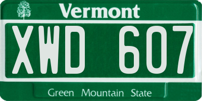 VT license plate XWD607
