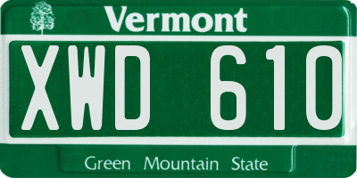 VT license plate XWD610