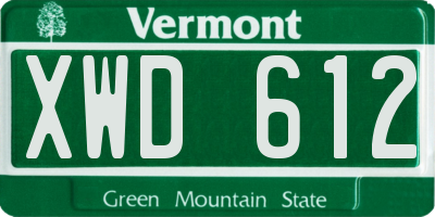 VT license plate XWD612