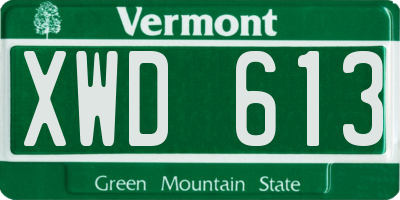 VT license plate XWD613