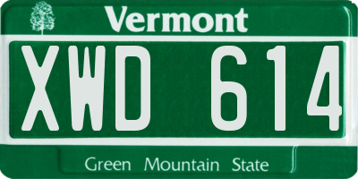 VT license plate XWD614