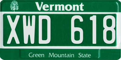 VT license plate XWD618