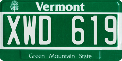 VT license plate XWD619