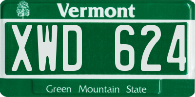 VT license plate XWD624