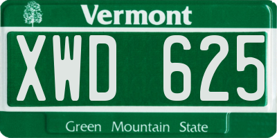 VT license plate XWD625