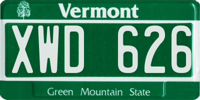 VT license plate XWD626