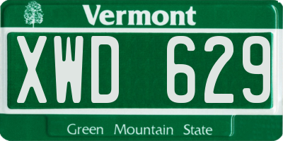 VT license plate XWD629