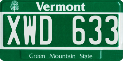 VT license plate XWD633