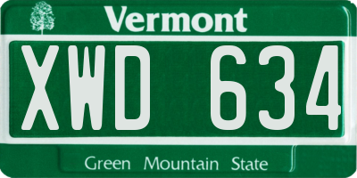 VT license plate XWD634