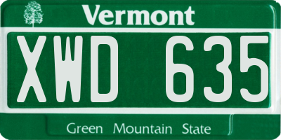 VT license plate XWD635
