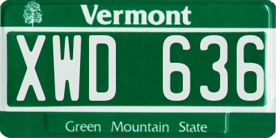 VT license plate XWD636