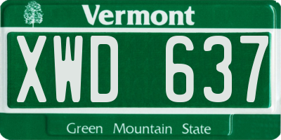 VT license plate XWD637