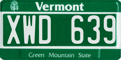 VT license plate XWD639