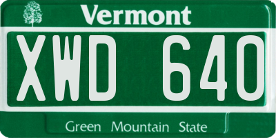 VT license plate XWD640