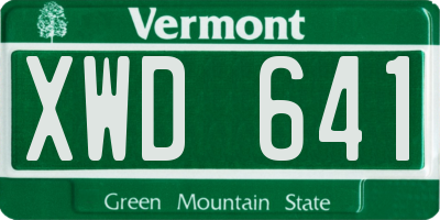 VT license plate XWD641