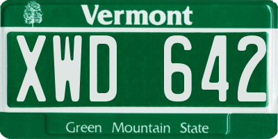 VT license plate XWD642