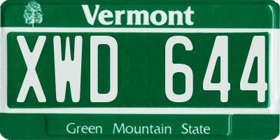VT license plate XWD644