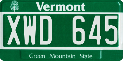 VT license plate XWD645