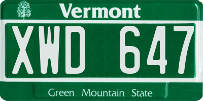 VT license plate XWD647