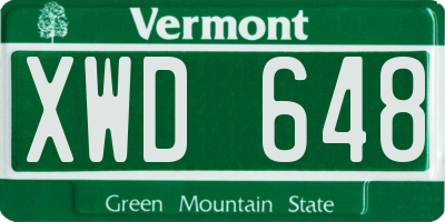 VT license plate XWD648