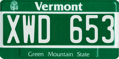 VT license plate XWD653