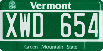 VT license plate XWD654