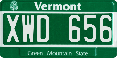 VT license plate XWD656
