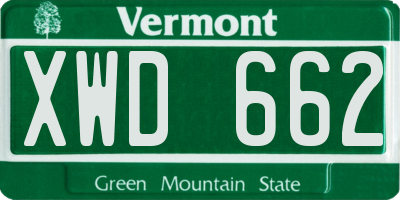 VT license plate XWD662
