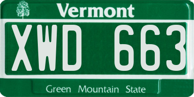 VT license plate XWD663